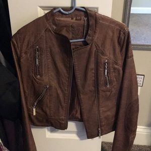 brown leather jacket, size XS